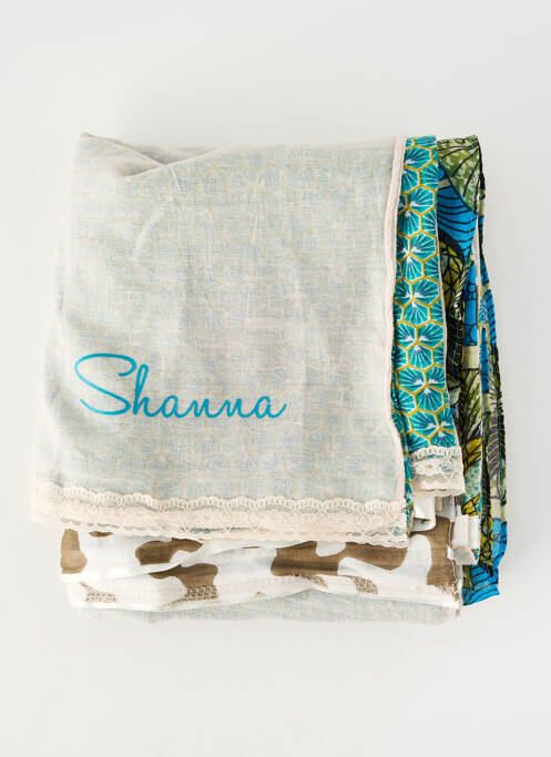 Foulard tissage popeline bleu SHANNA femme