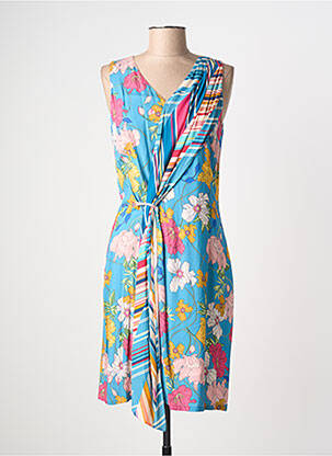 Robe mi-longue imprimé fleurs sans manche bleu MERI & ESCA femme