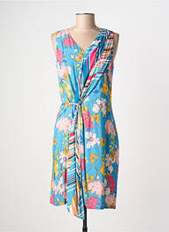 Robe mi-longue imprimé fleurs sans manche bleu MERI & ESCA femme