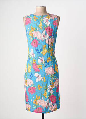 Robe mi-longue imprimé fleurs sans manche bleu MERI & ESCA femme