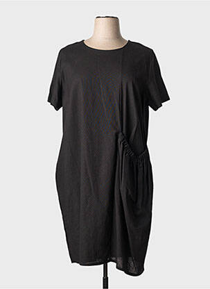 Robe mi-longue manches courtes manches courtes noir COULEURS DU TEMPS femme