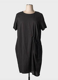 Robe mi-longue manches courtes manches courtes noir COULEURS DU TEMPS femme