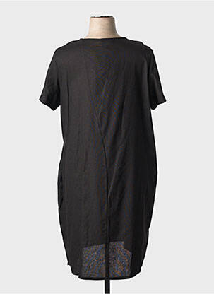 Robe mi-longue manches courtes manches courtes noir COULEURS DU TEMPS femme