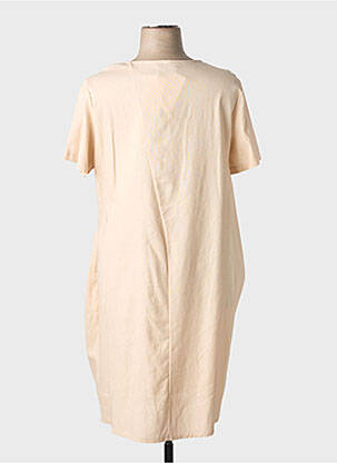 Robe mi-longue manches courtes manches courtes beige COULEURS DU TEMPS femme