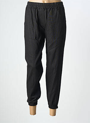 Pantalon 7/8 taille élastique taille normale noir COULEURS DU TEMPS femme