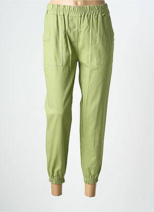 Pantalon 7/8 taille élastique taille normale vert COULEURS DU TEMPS femme