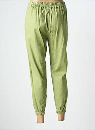 Pantalon 7/8 taille élastique taille normale vert COULEURS DU TEMPS femme