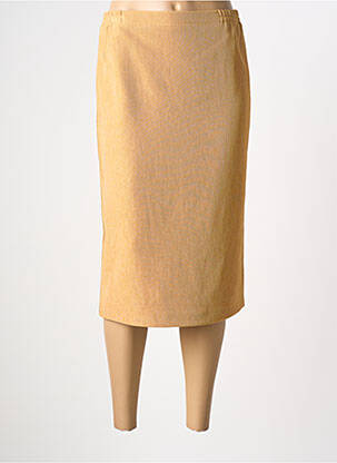 Jupe mi-longue doublure textile jaune GUY DUBOUIS femme