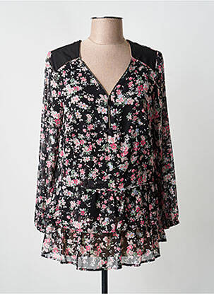 Blouse imprimé fleurs manches longues noir GUY DUBOUIS femme