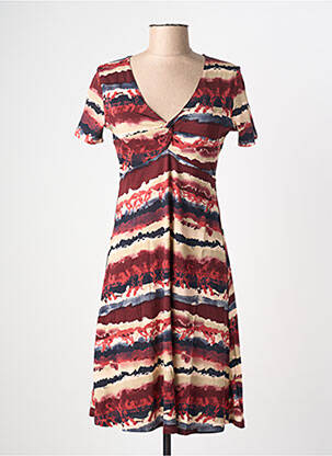 Robe mi-longue manches courtes manches courtes rouge SURKANA femme