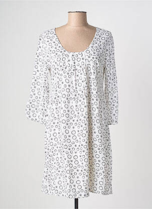 Robe courte fermeture zippée au dos manches longues blanc SURKANA femme