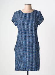Robe courte fermeture zippée au dos manches courtes bleu SURKANA femme