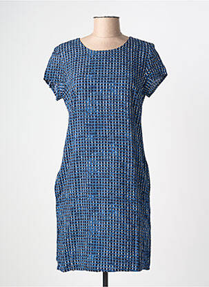 Robe courte fermeture zippée au dos manches courtes bleu SURKANA femme