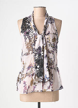 Top coupe cintrée sans manche beige SURKANA femme