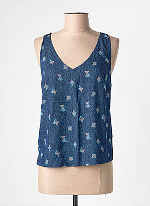 Top imprimé fantaisie sans manche bleu SURKANA femme