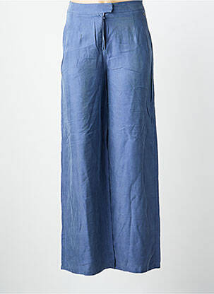 Pantalon large tissage popeline taille normale bleu SURKANA femme