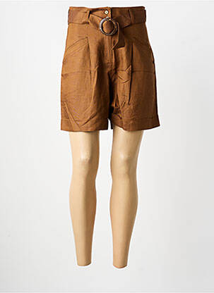 Short fermeture zippée sous rabat boutonné taille normale marron SURKANA femme