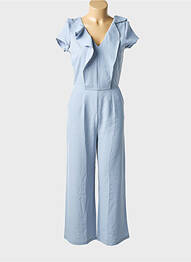 Combi-pantalon tissage crêpe manches courtes bleu SURKANA femme