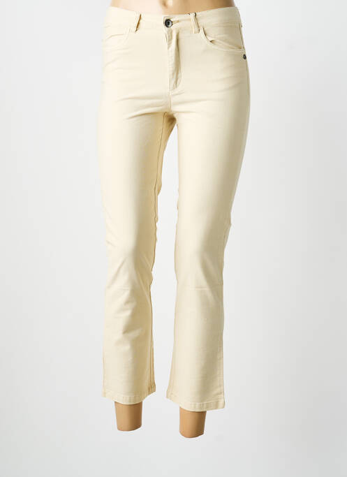 Pantalon 7/8 fermeture zippée sous rabat boutonné taille normale beige SURKANA femme