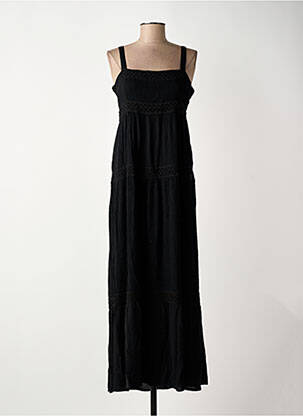 Robe longue manches bretelles ajustables fines bretelles noir SURKANA femme