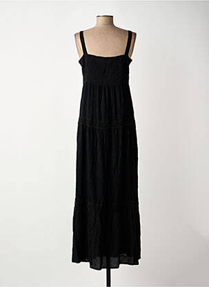 Robe longue manches bretelles ajustables fines bretelles noir SURKANA femme