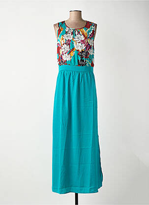 Robe longue imprimé fleurs sans manche bleu SURKANA femme