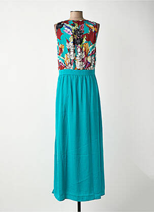 Robe longue imprimé fleurs sans manche bleu SURKANA femme