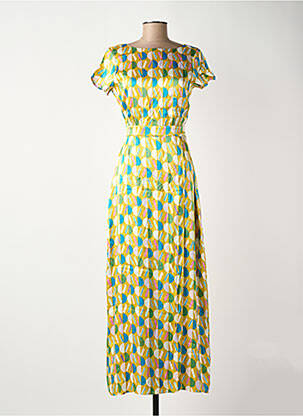 Robe longue manches courtes manches courtes vert SURKANA femme