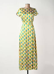 Robe longue manches courtes manches courtes vert SURKANA femme