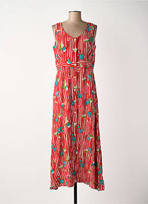 Robe mi-longue imprimé fleurs sans manche rouge SURKANA femme