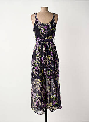 Robe longue imprimé fleurs sans manche noir SURKANA femme