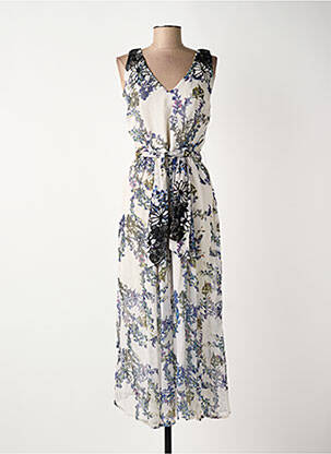 Robe longue imprimé fleurs sans manche beige SURKANA femme