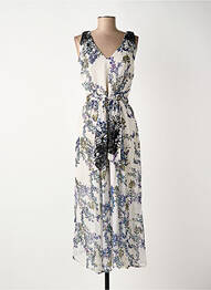 Robe longue imprimé fleurs sans manche beige SURKANA femme