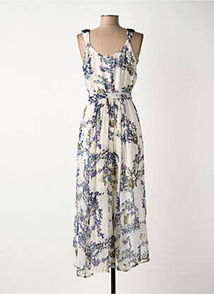 Robe longue imprimé fleurs sans manche beige SURKANA femme