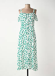 Robe longue imprimé fantaisie manches courtes vert SURKANA femme