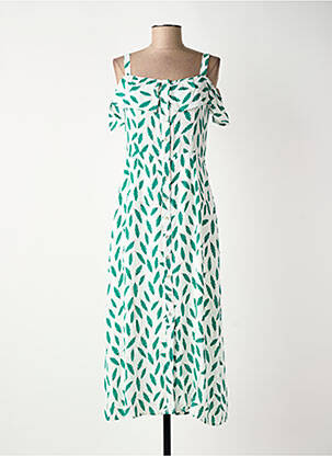 Robe longue imprimé fantaisie manches courtes vert SURKANA femme