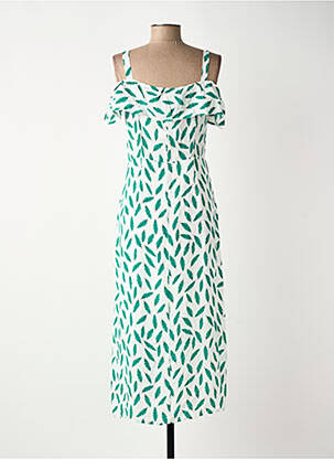 Robe longue imprimé fantaisie manches courtes vert SURKANA femme