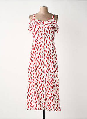 Robe longue imprimé fantaisie manches courtes rouge SURKANA femme