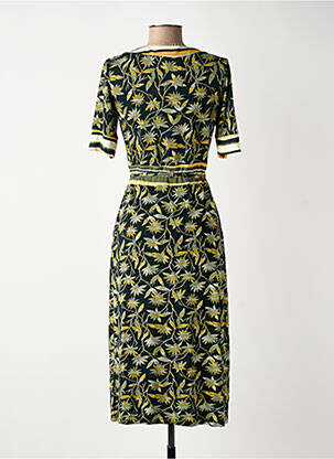 Robe mi-longue imprimé fleurs manches courtes noir SURKANA femme