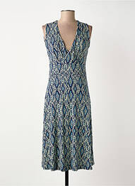Robe mi-longue imprimé fantaisie sans manche bleu SURKANA femme