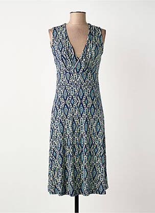 Robe mi-longue imprimé fantaisie sans manche bleu SURKANA femme