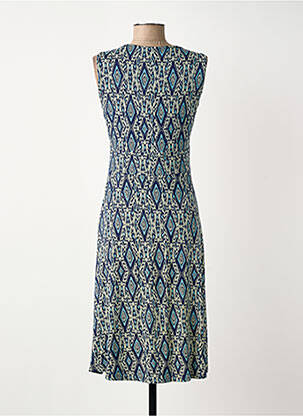 Robe mi-longue imprimé fantaisie sans manche bleu SURKANA femme