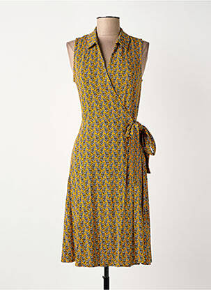 Robe mi-longue imprimé fantaisie sans manche jaune SURKANA femme