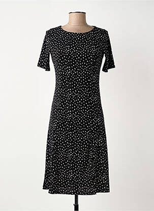 Robe mi-longue imprimé fantaisie manches courtes noir SURKANA femme
