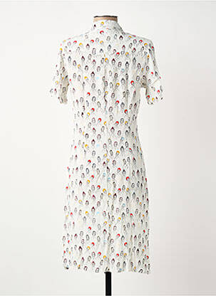 Robe mi-longue imprimé fantaisie manches courtes blanc SURKANA femme