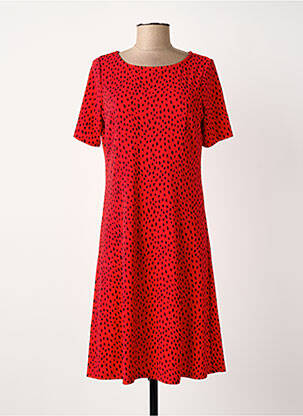 Robe mi-longue imprimé fantaisie manches courtes rouge SURKANA femme