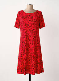 Robe mi-longue imprimé fantaisie manches courtes rouge SURKANA femme