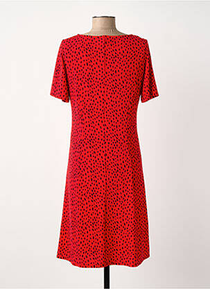 Robe mi-longue imprimé fantaisie manches courtes rouge SURKANA femme