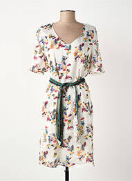 Robe courte fermeture zippée au dos manches courtes beige SURKANA femme