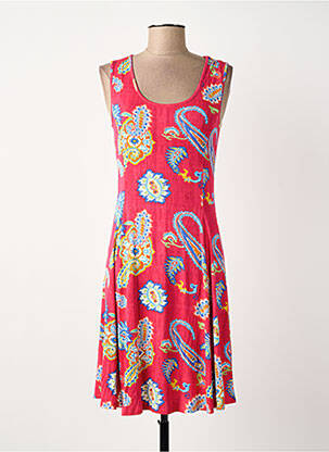 Robe mi-longue imprimé fantaisie sans manche rouge SURKANA femme